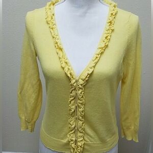 LOFT Yellow Ruffled Cardigan- Size L